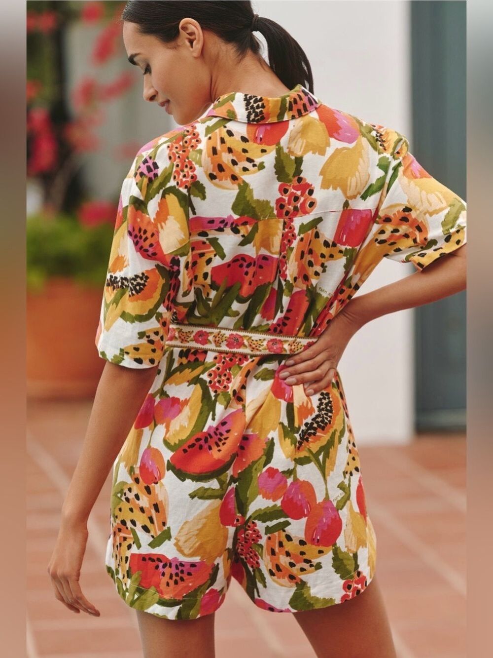 Farm Rio Paradise Short-Sleeve Romper - Picture 3 of 8